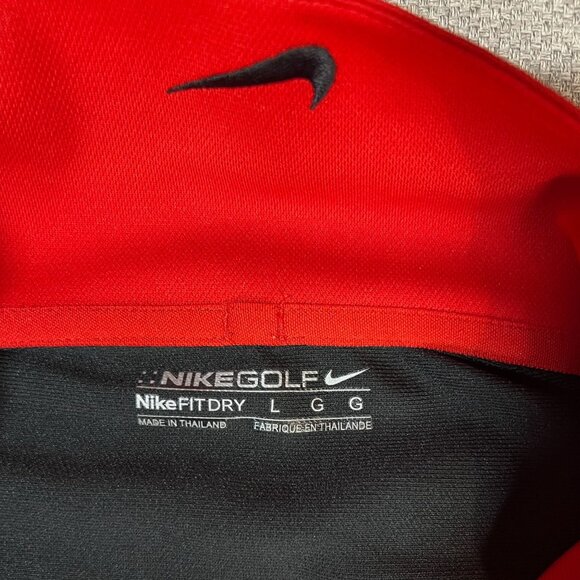 Nike Golf Dri-Fit Red & Black Short Sleeve Polo Shirt Mens L - Picture 5 of 5